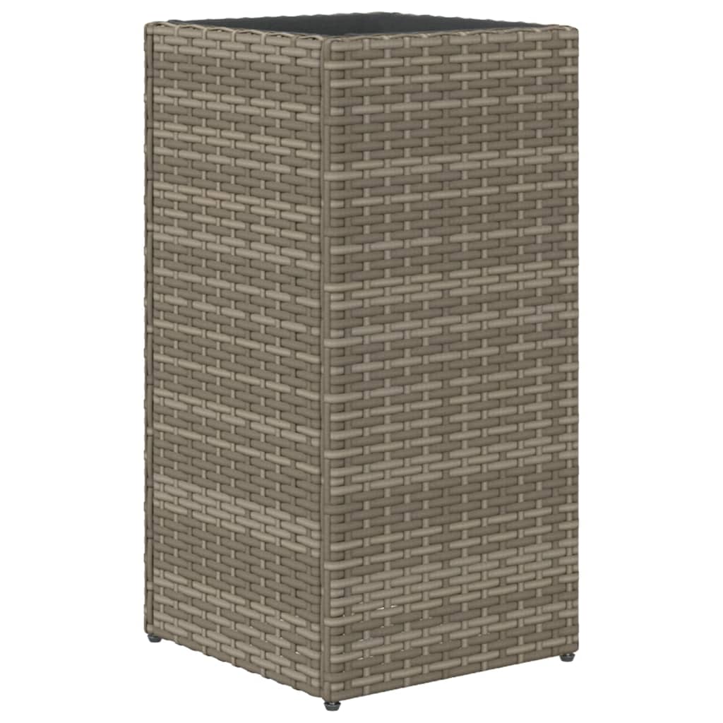 szürke polyrattan kerti ültetőláda 30x30x60 cm