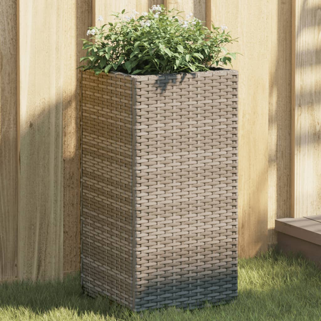 szürke polyrattan kerti ültetőláda 30x30x60 cm