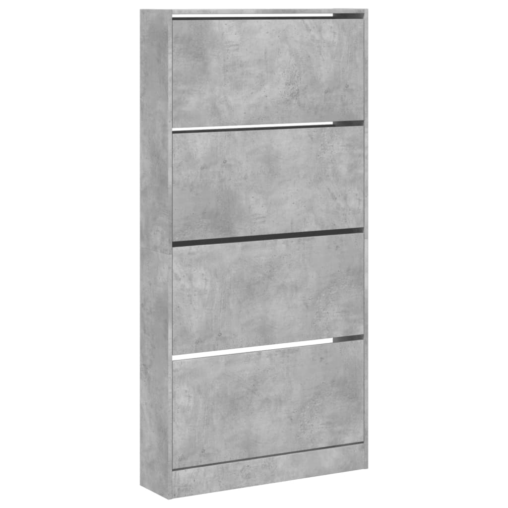 betonszürke cipőszekrény 4 kihajtható fiókkal 80x21x163,5 cm
