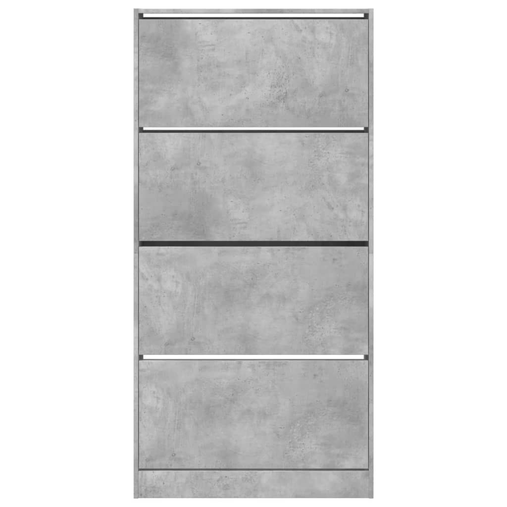betonszürke cipőszekrény 4 kihajtható fiókkal 80x21x163,5 cm