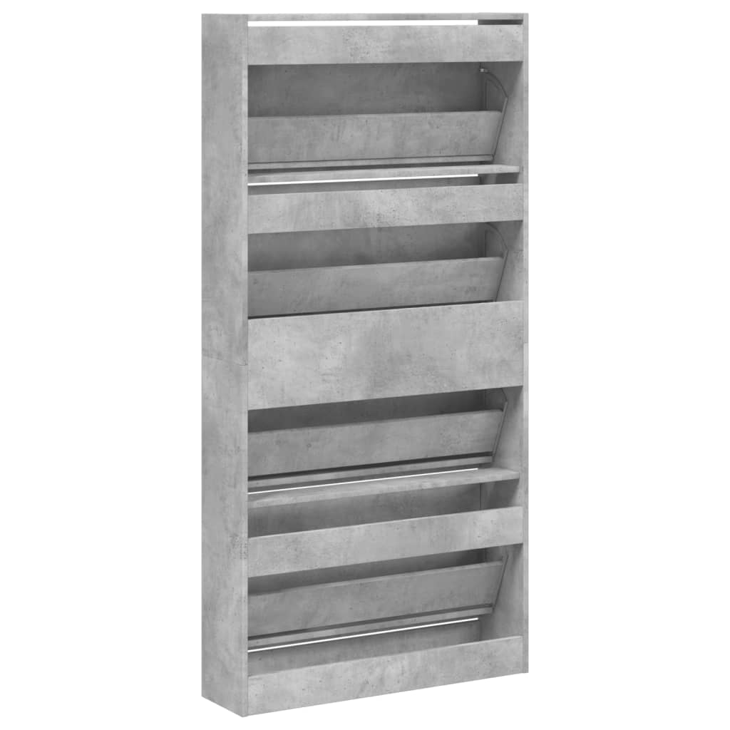 betonszürke cipőszekrény 4 kihajtható fiókkal 80x21x163,5 cm