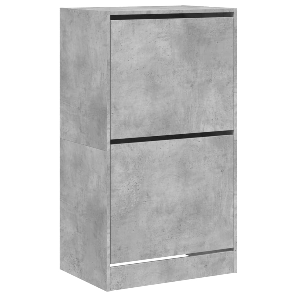 betonszürke cipőszekrény 2 kihajtható fiókkal 60 x 42 x 108 cm
