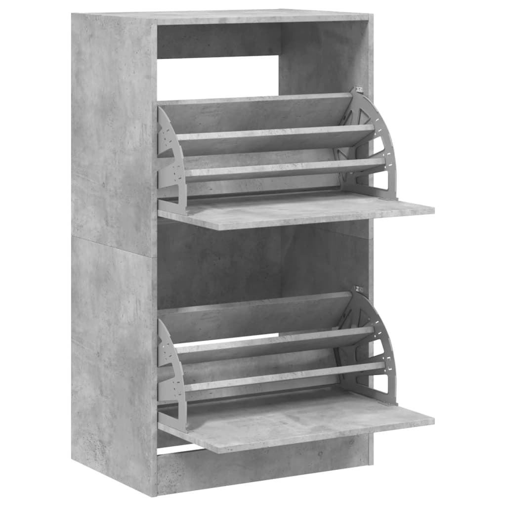 betonszürke cipőszekrény 2 kihajtható fiókkal 60 x 42 x 108 cm