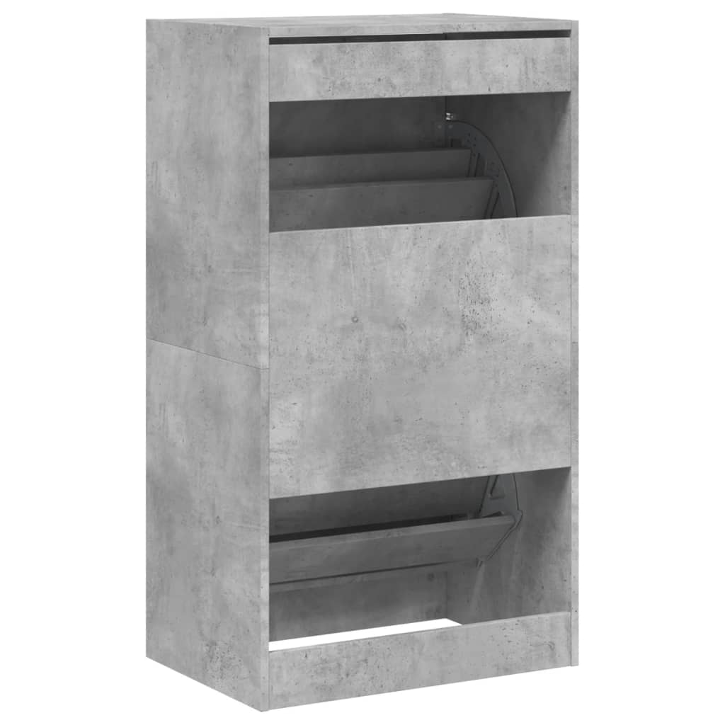 betonszürke cipőszekrény 2 kihajtható fiókkal 60 x 42 x 108 cm