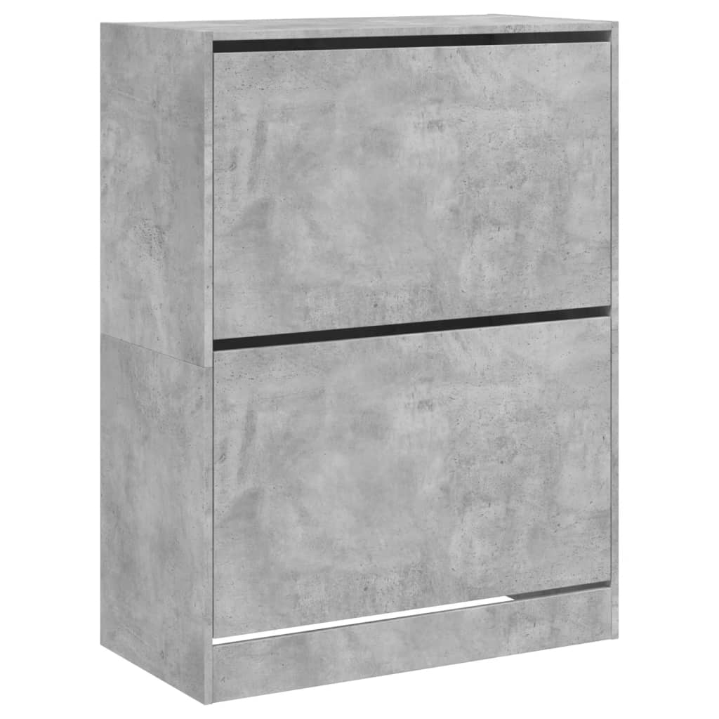 betonszürke cipőszekrény 2 kihajtható fiókkal 80 x 42 x 108 cm
