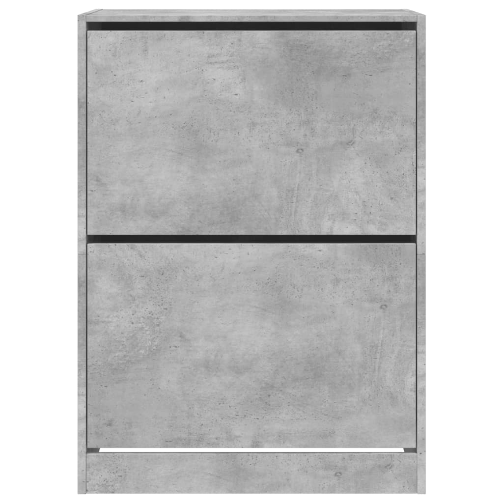 betonszürke cipőszekrény 2 kihajtható fiókkal 80 x 42 x 108 cm