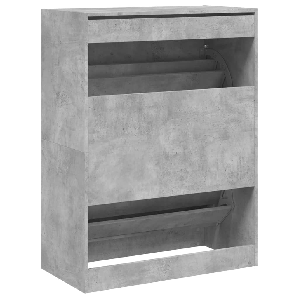 betonszürke cipőszekrény 2 kihajtható fiókkal 80 x 42 x 108 cm