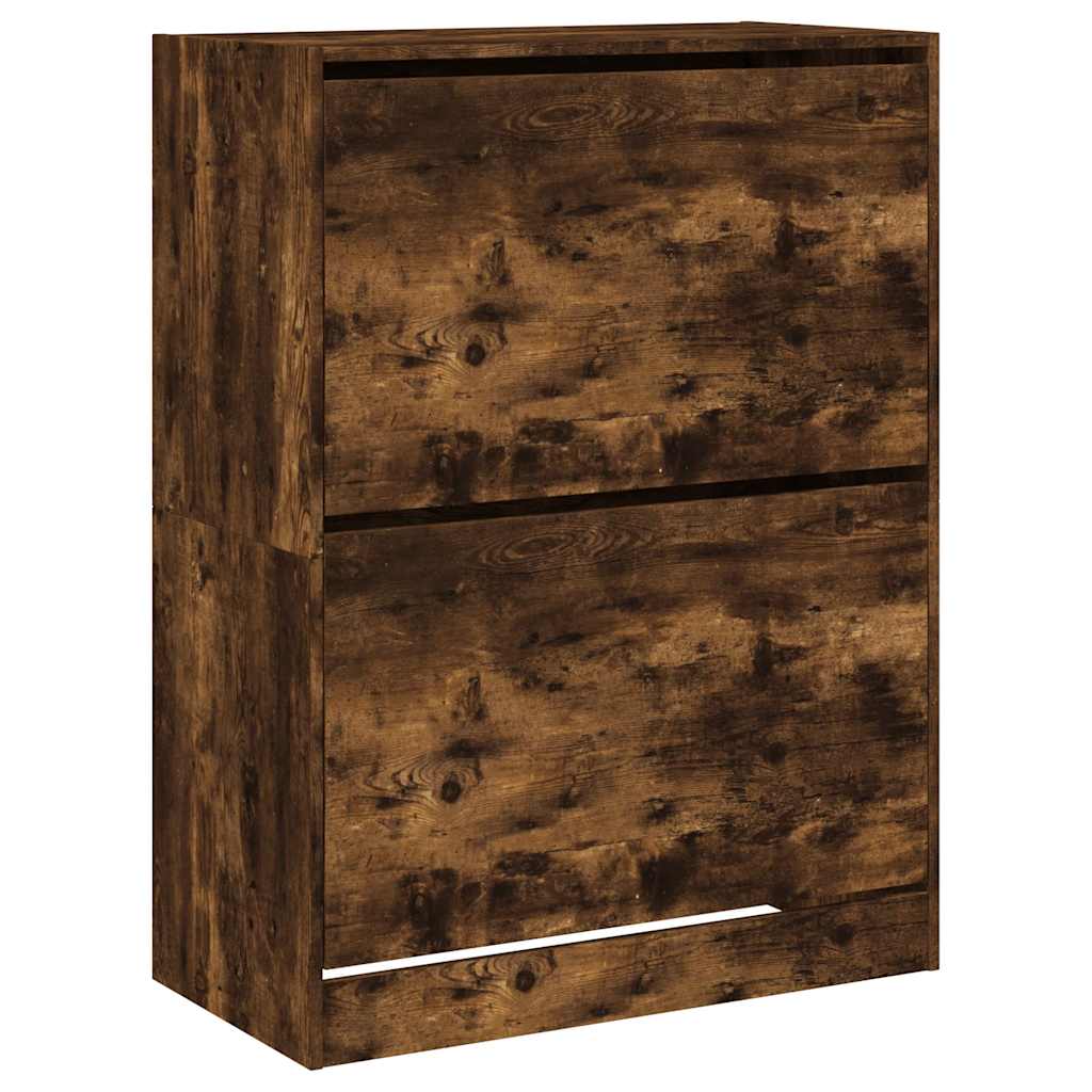 füstös tölgy cipőszekrény 2 kihajtható fiókkal 80x42x108 cm