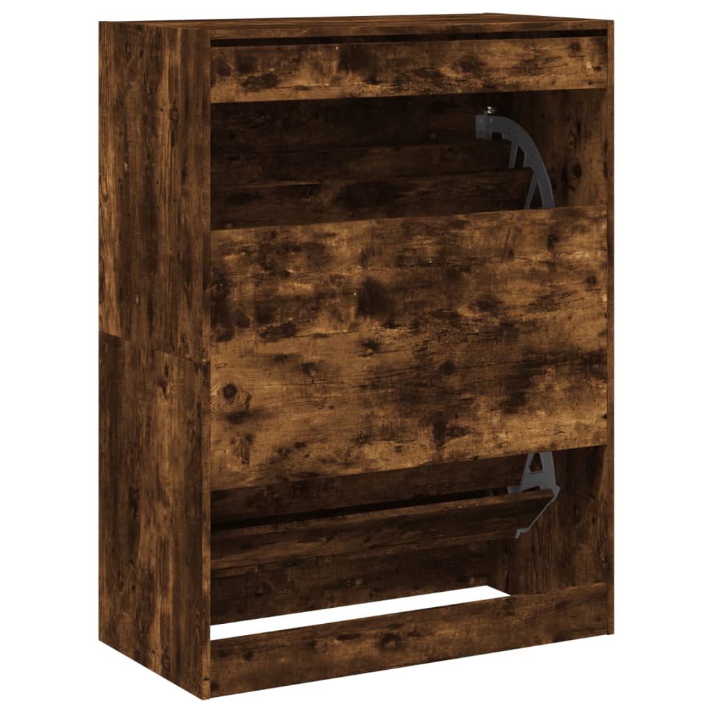 füstös tölgy cipőszekrény 2 kihajtható fiókkal 80x42x108 cm