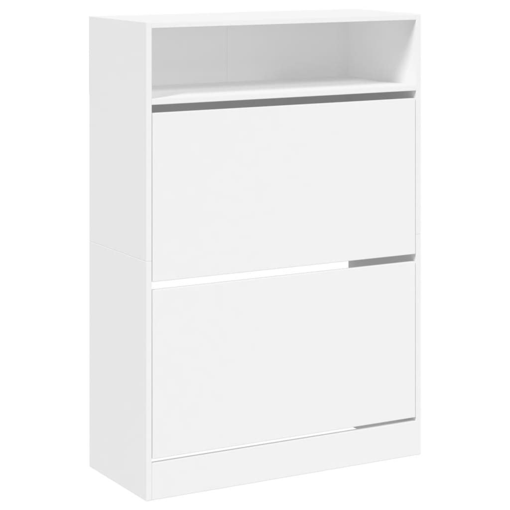fehér cipőszekrény 2 kihajtható fiókkal 80 x 34 x 116 cm