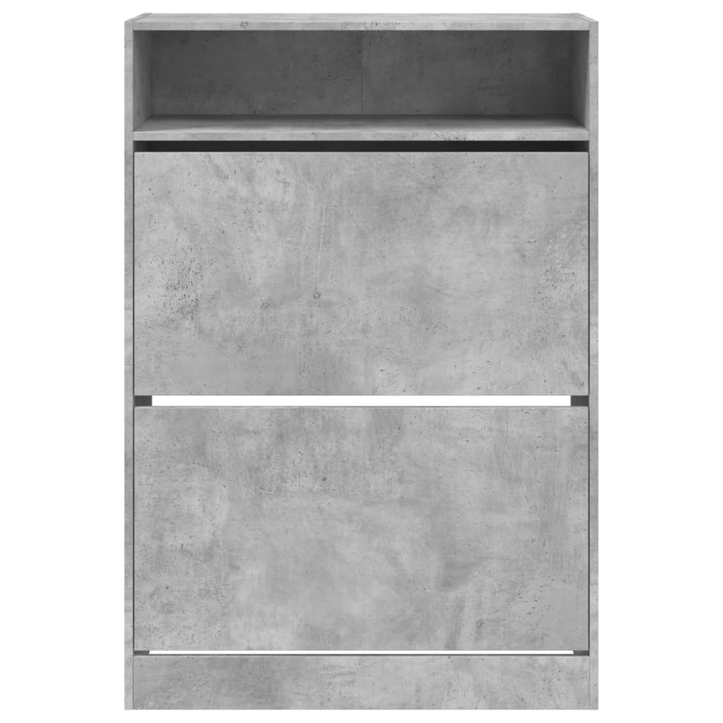 betonszürke cipőszekrény 2 kihajtható fiókkal 80 x 34 x 116 cm