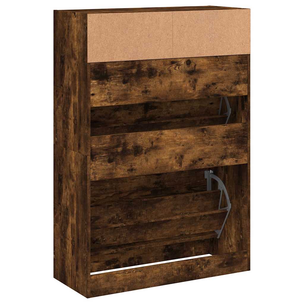 füstös tölgy cipőszekrény 2 kihajtható fiókkal 80x34x116 cm
