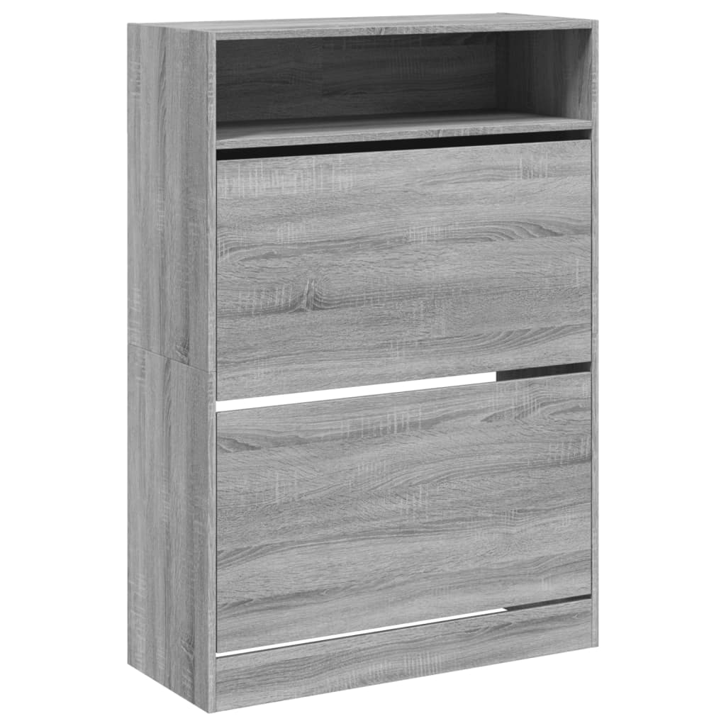 szürke sonoma cipőszekrény 2 kihajtható fiókkal 80x34x116 cm