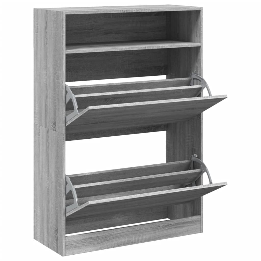 szürke sonoma cipőszekrény 2 kihajtható fiókkal 80x34x116 cm