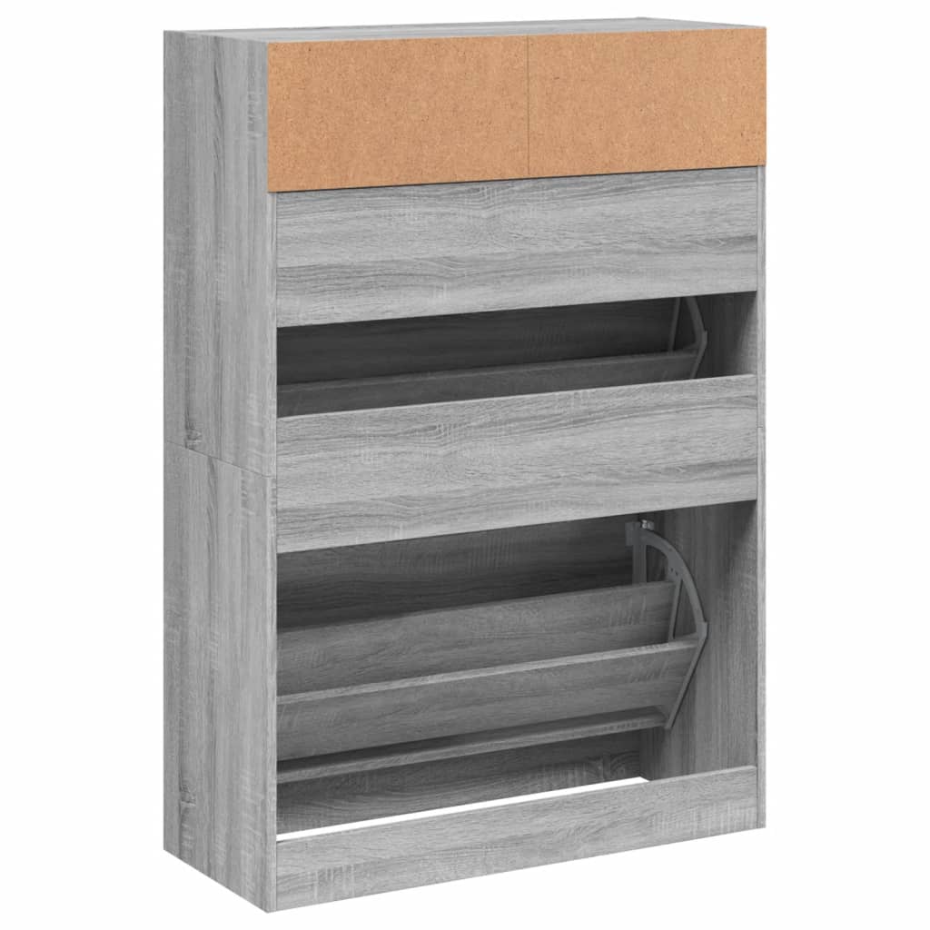 szürke sonoma cipőszekrény 2 kihajtható fiókkal 80x34x116 cm