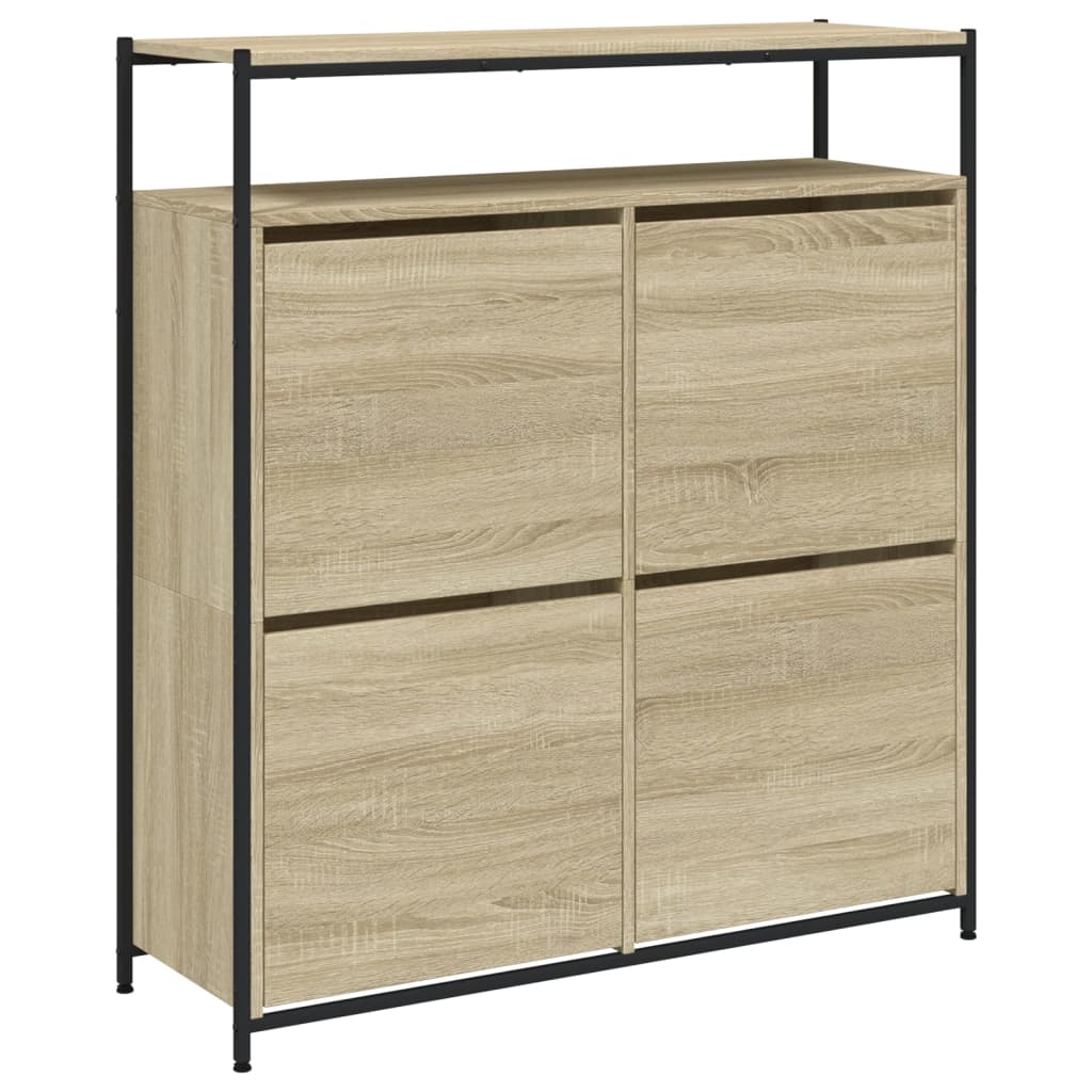 sonoma tölgy cipőszekrény 4 kihajtható fiókkal 100x34x112 cm