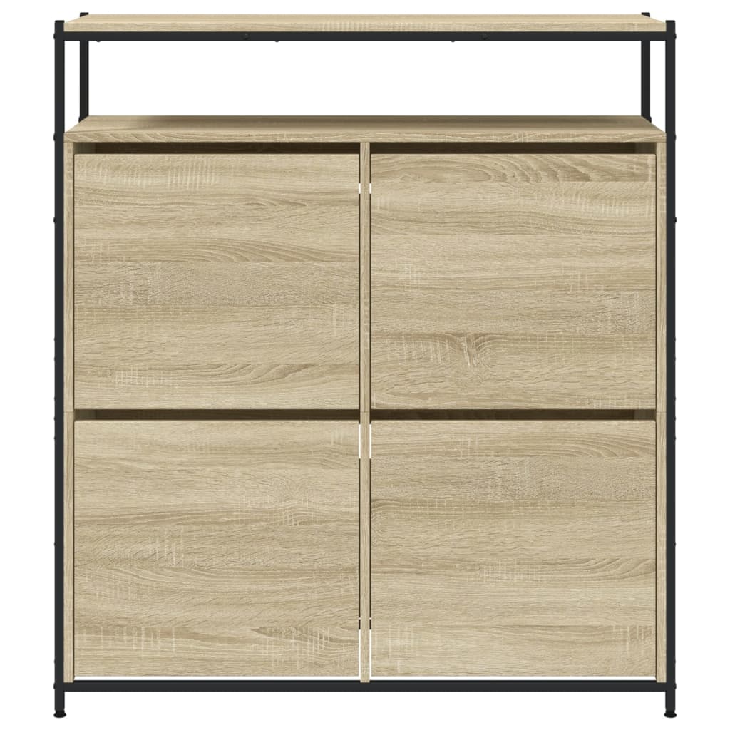 sonoma tölgy cipőszekrény 4 kihajtható fiókkal 100x34x112 cm