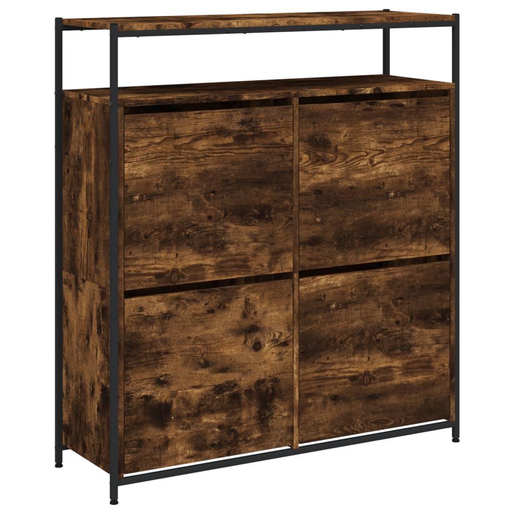 füstös tölgy cipőszekrény 4 kihajtható fiókkal 100x34x112 cm