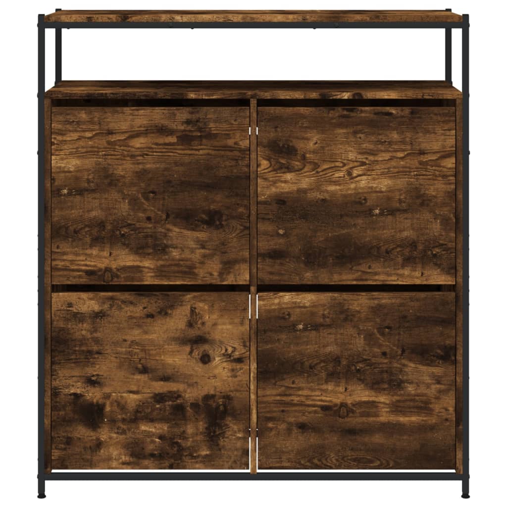 füstös tölgy cipőszekrény 4 kihajtható fiókkal 100x34x112 cm