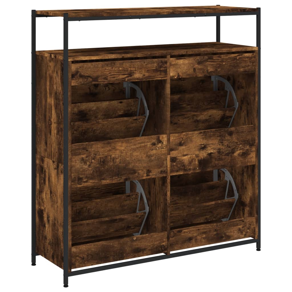 füstös tölgy cipőszekrény 4 kihajtható fiókkal 100x34x112 cm