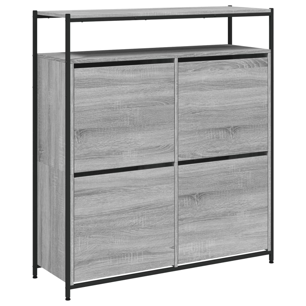 szürke sonoma cipőszekrény 4 kihajtható fiókkal 100x34x112 cm
