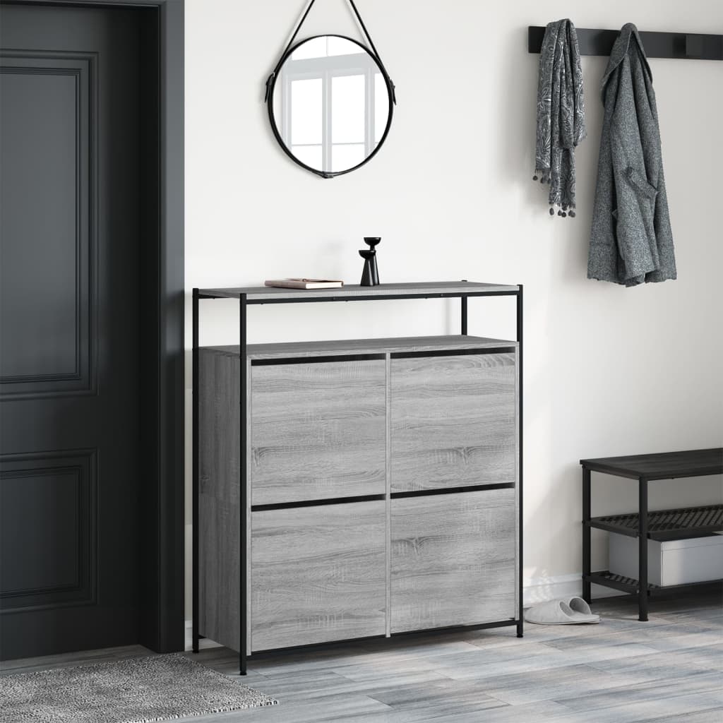 szürke sonoma cipőszekrény 4 kihajtható fiókkal 100x34x112 cm