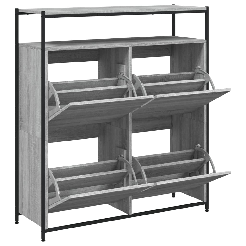 szürke sonoma cipőszekrény 4 kihajtható fiókkal 100x34x112 cm