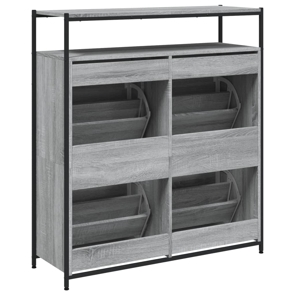 szürke sonoma cipőszekrény 4 kihajtható fiókkal 100x34x112 cm