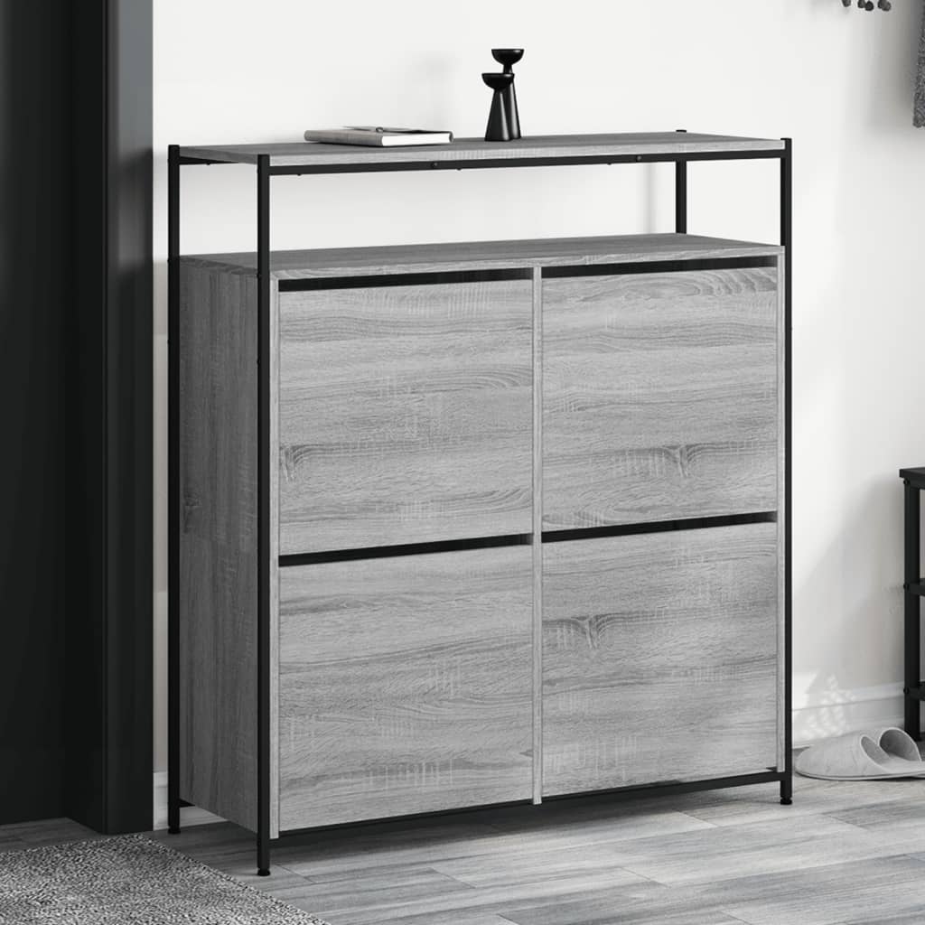 szürke sonoma cipőszekrény 4 kihajtható fiókkal 100x34x112 cm