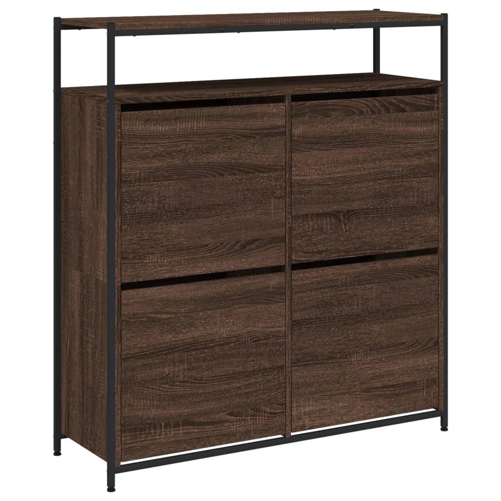 barna tölgy cipőszekrény 4 kihajtható fiókkal 100x34x112 cm