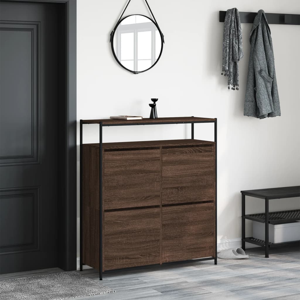 barna tölgy cipőszekrény 4 kihajtható fiókkal 100x34x112 cm