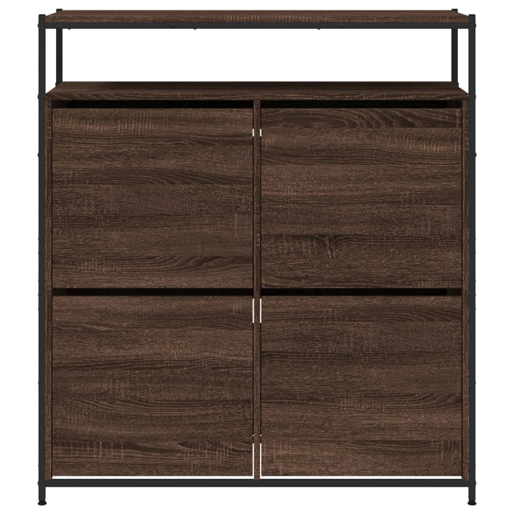 barna tölgy cipőszekrény 4 kihajtható fiókkal 100x34x112 cm