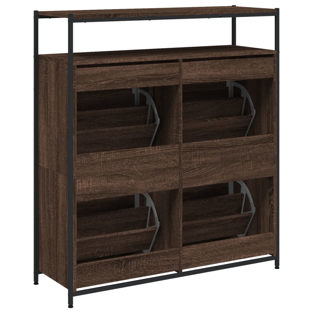 barna tölgy cipőszekrény 4 kihajtható fiókkal 100x34x112 cm