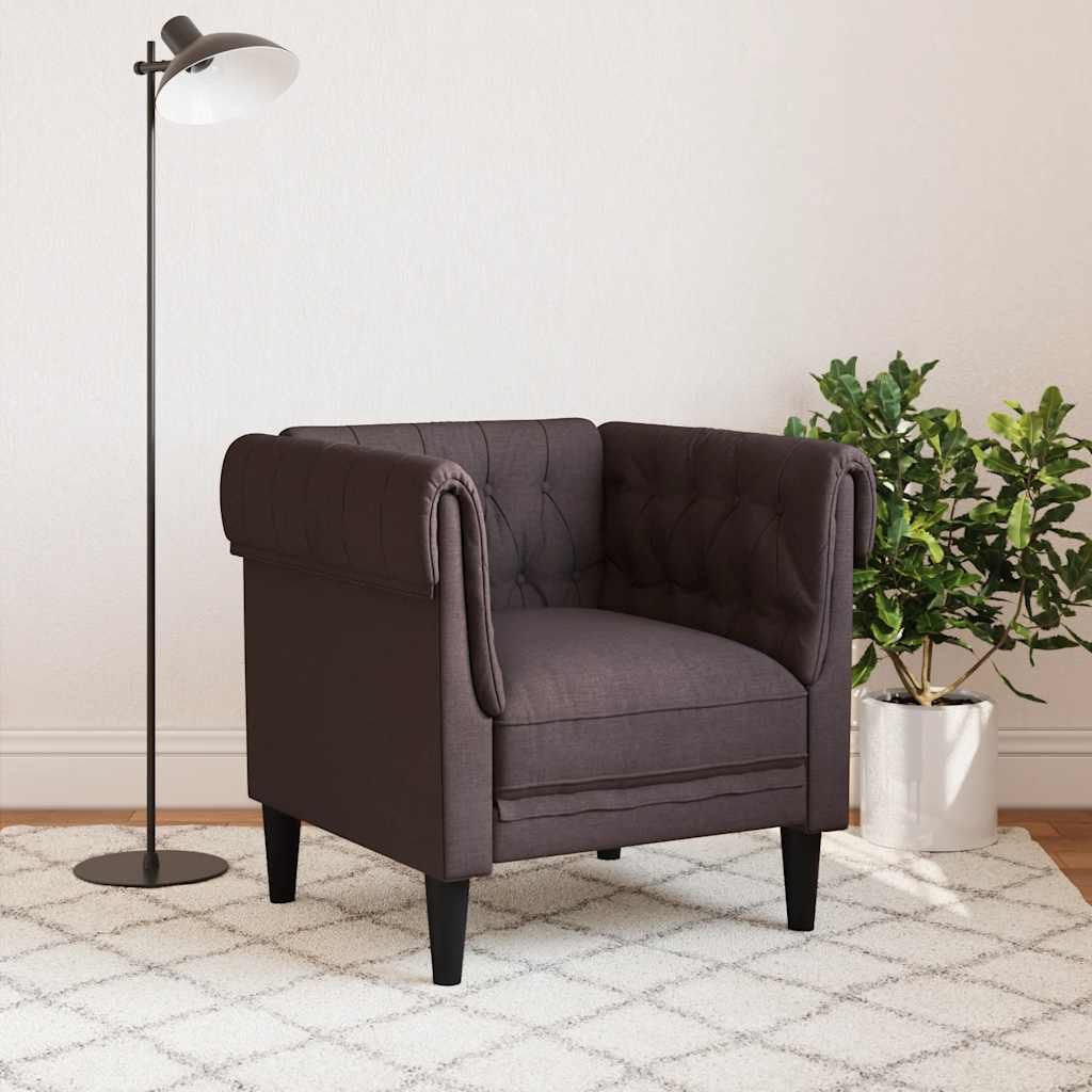 sötétbarna szövet Chesterfield kanapé
