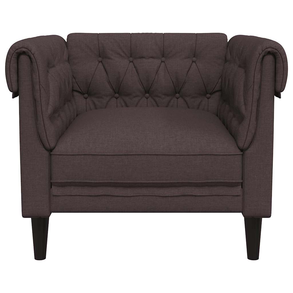 sötétbarna szövet Chesterfield kanapé