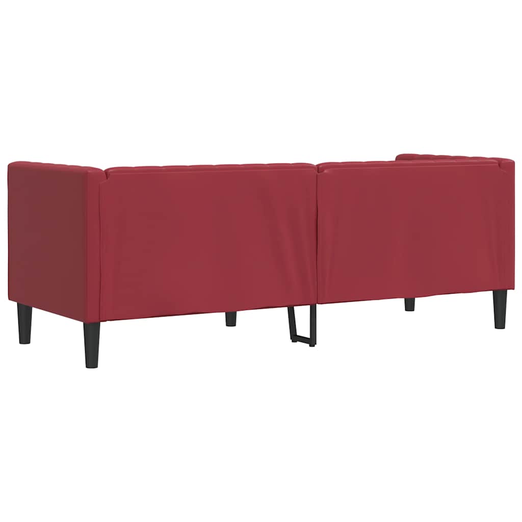 3 személyes bordó műbőr Chesterfield kanapé