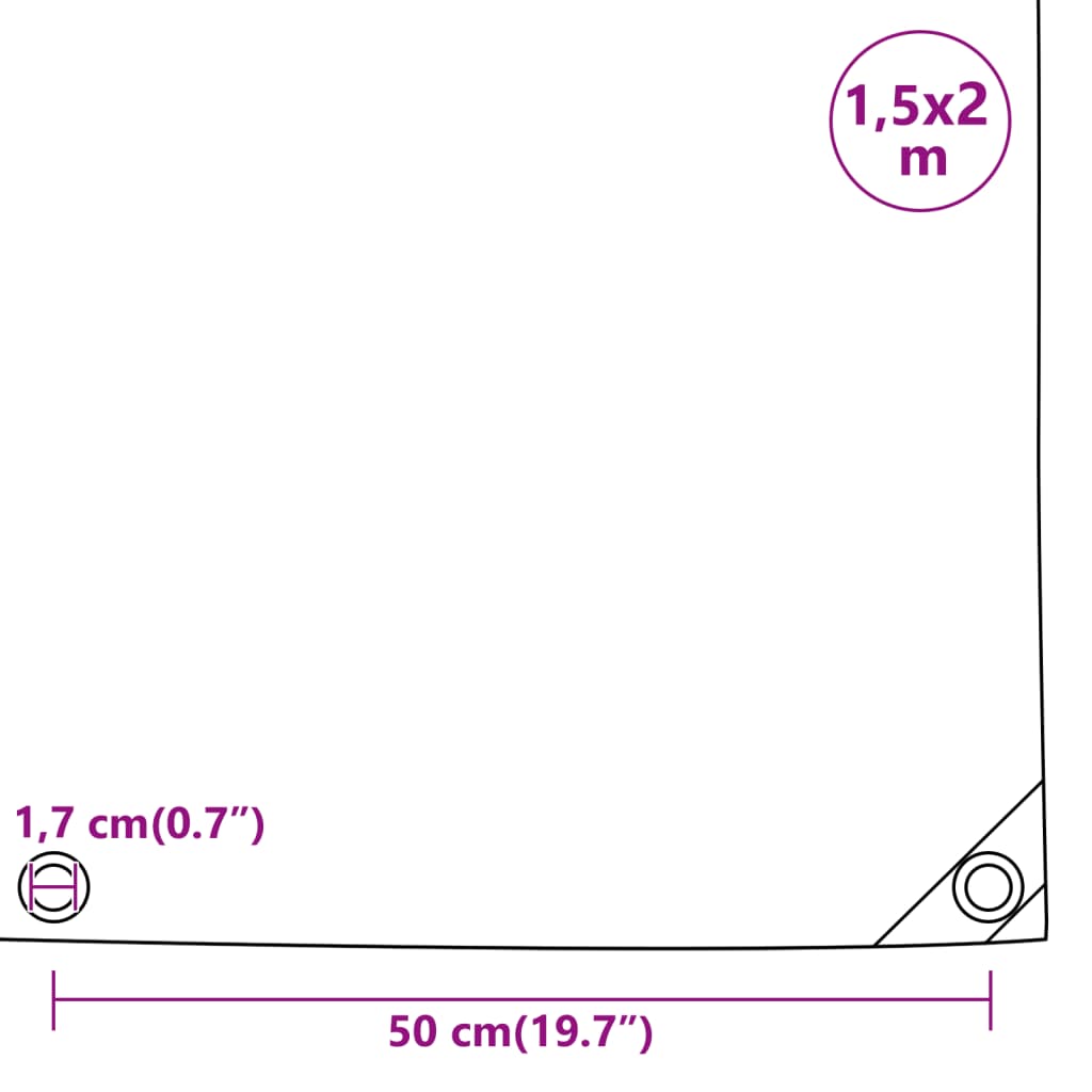 fehér ponyva 1,5 x 2 m 650 g/m²