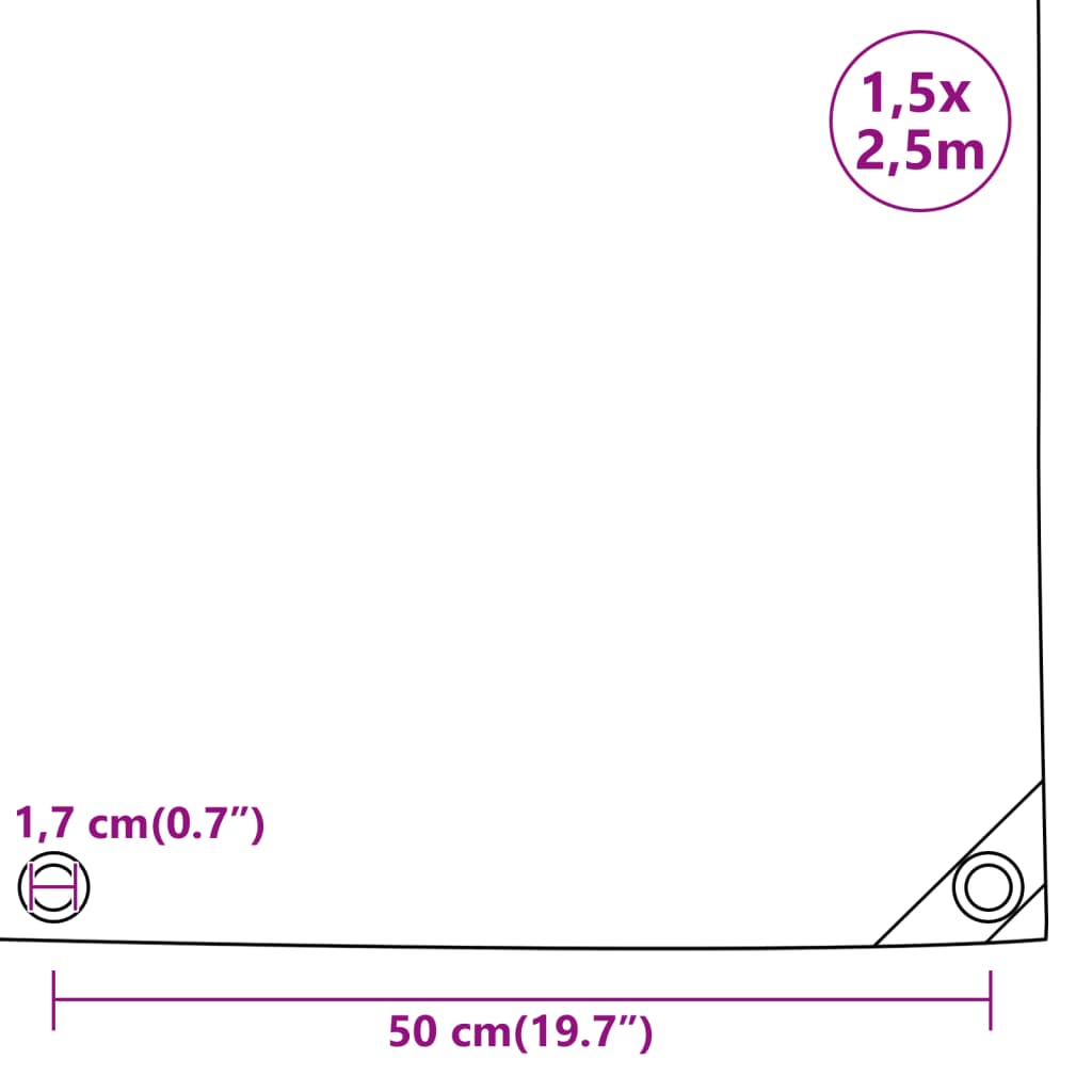 fehér ponyva 1,5 x 2,5 m 650 g/m²
