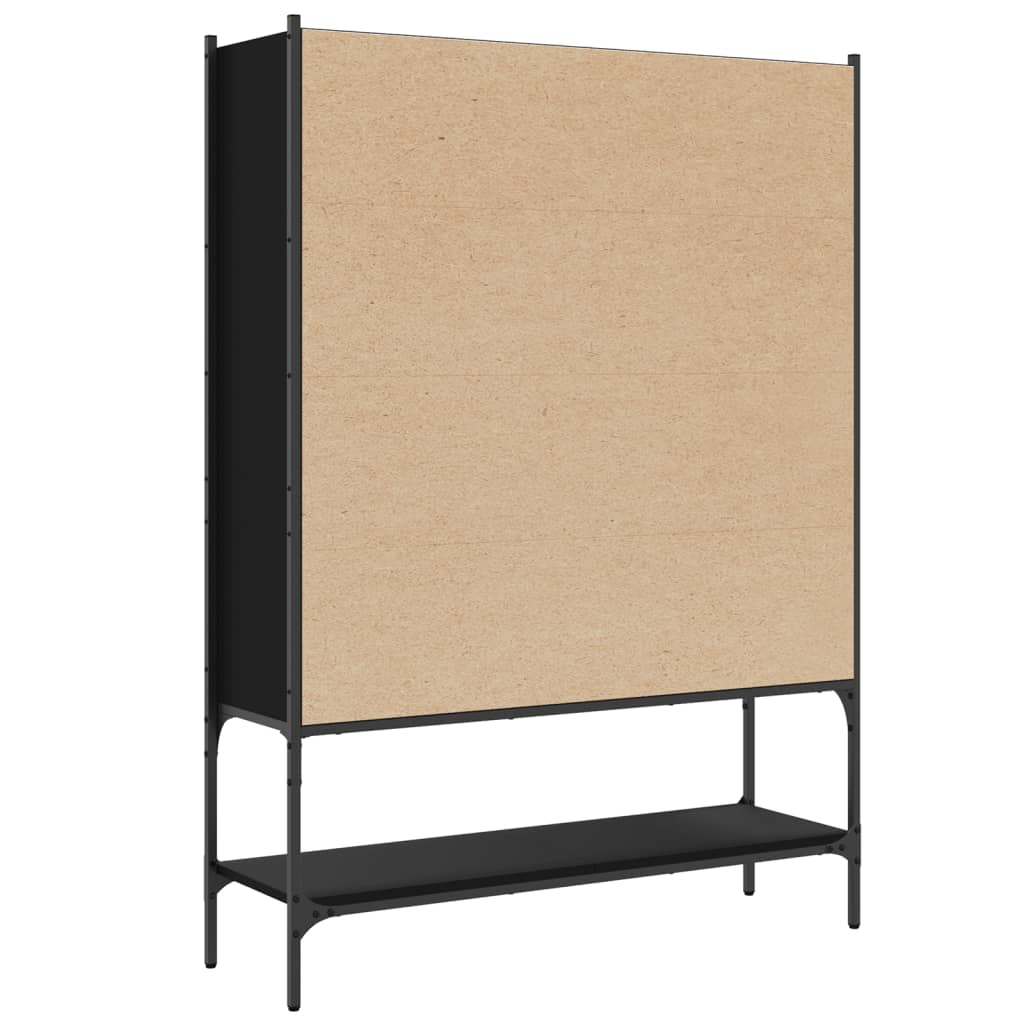 fekete szerelt fa könyvszekrény 102x30x141,5 cm