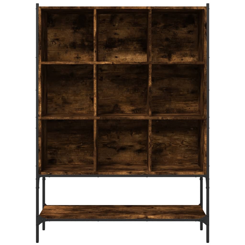 füstös tölgy színű szerelt fa könyvszekrény 102 x 30 x 141,5 cm