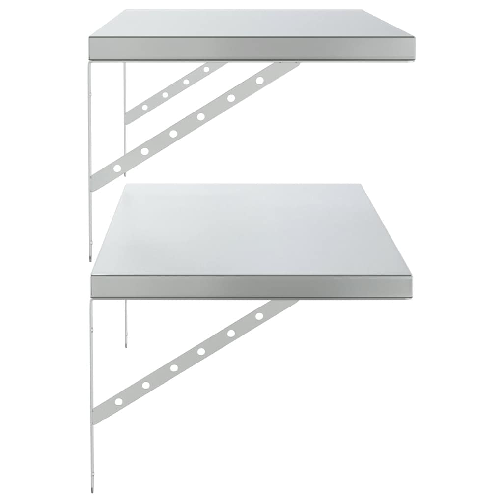 2 db ezüstszínű rozsdamentes acél fali polc 100x40 cm