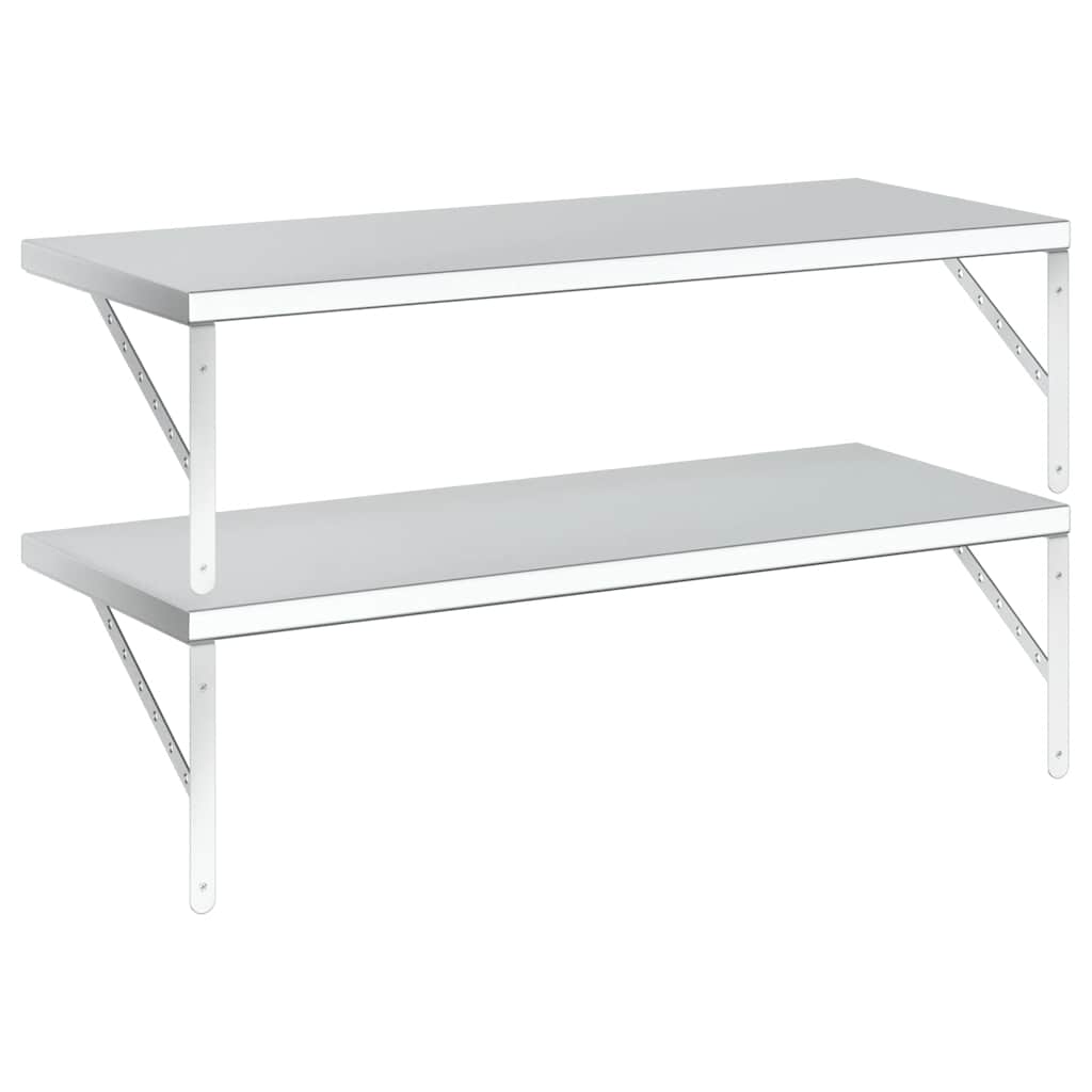 2 db ezüstszínű rozsdamentes acél fali polc 100x40 cm