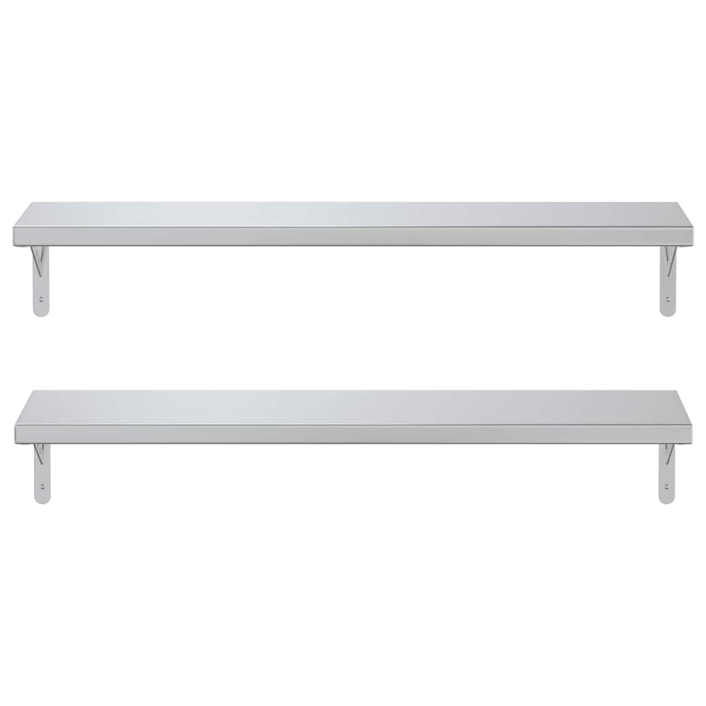 2 db ezüstszínű rozsdamentes acél fali polc 100 x 23,5 cm