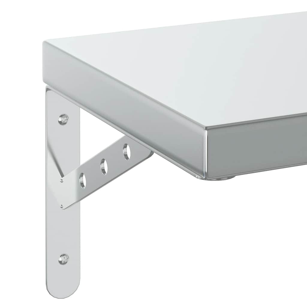 2 db ezüstszínű rozsdamentes acél fali polc 50 x 23,5 cm