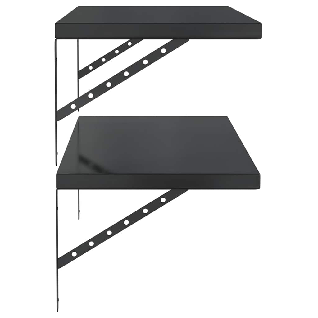 2 db fekete rozsdamentes acél fali polc 100 x 40 cm