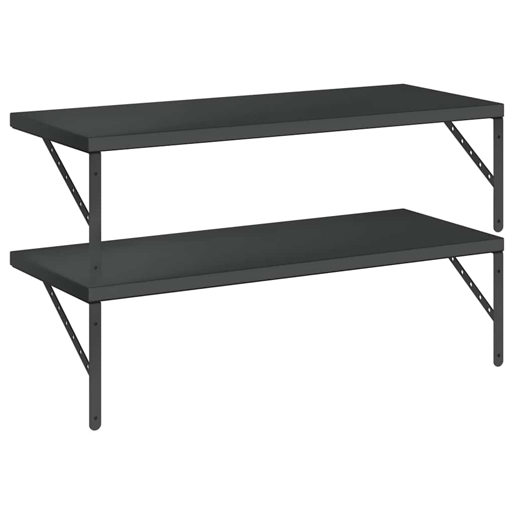 2 db fekete rozsdamentes acél fali polc 100 x 40 cm