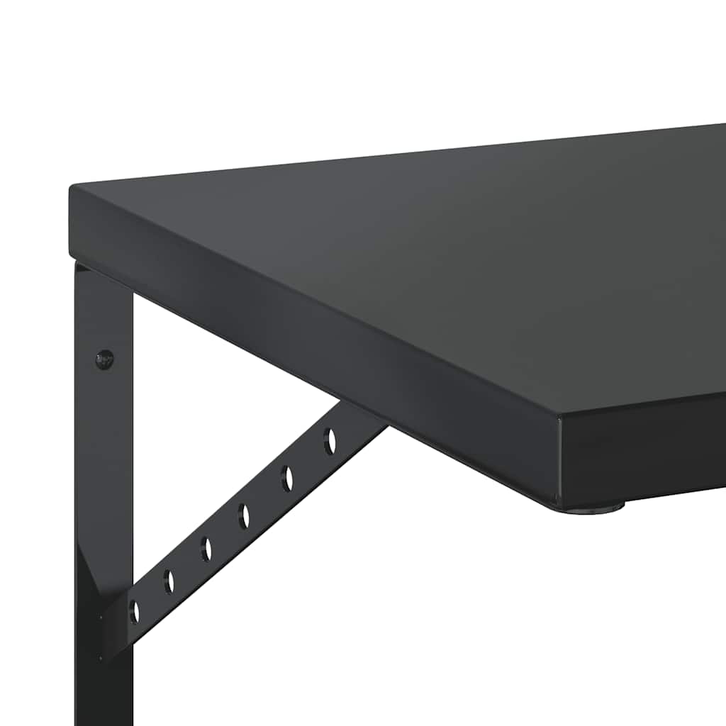 2 db fekete rozsdamentes acél fali polc 100 x 40 cm
