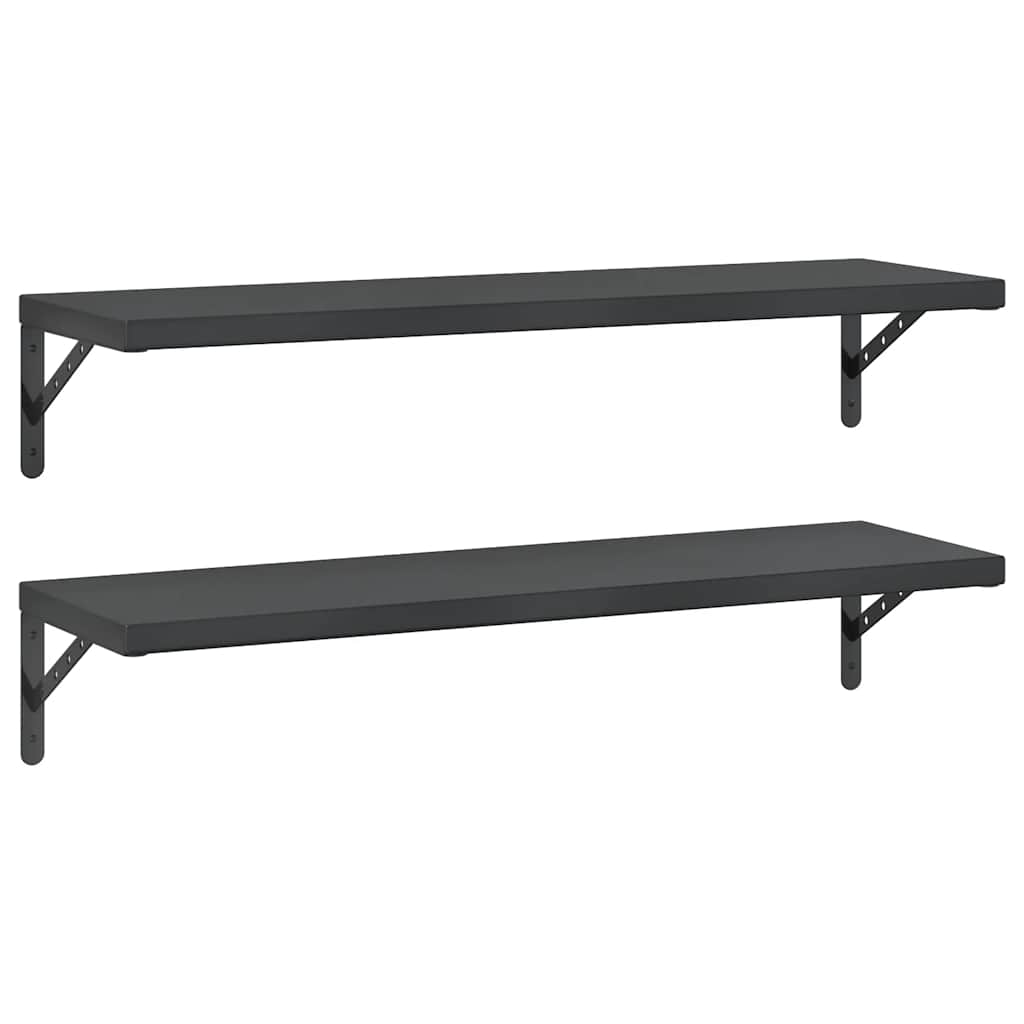 2 db fekete rozsdamentes acél fali polc 100 x 30 cm