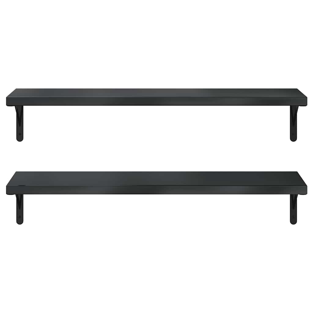2 db fekete rozsdamentes acél fali polc 100 x 30 cm