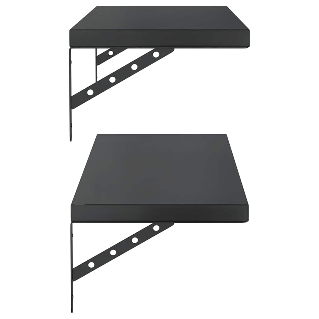 2 db fekete rozsdamentes acél fali polc 100 x 30 cm